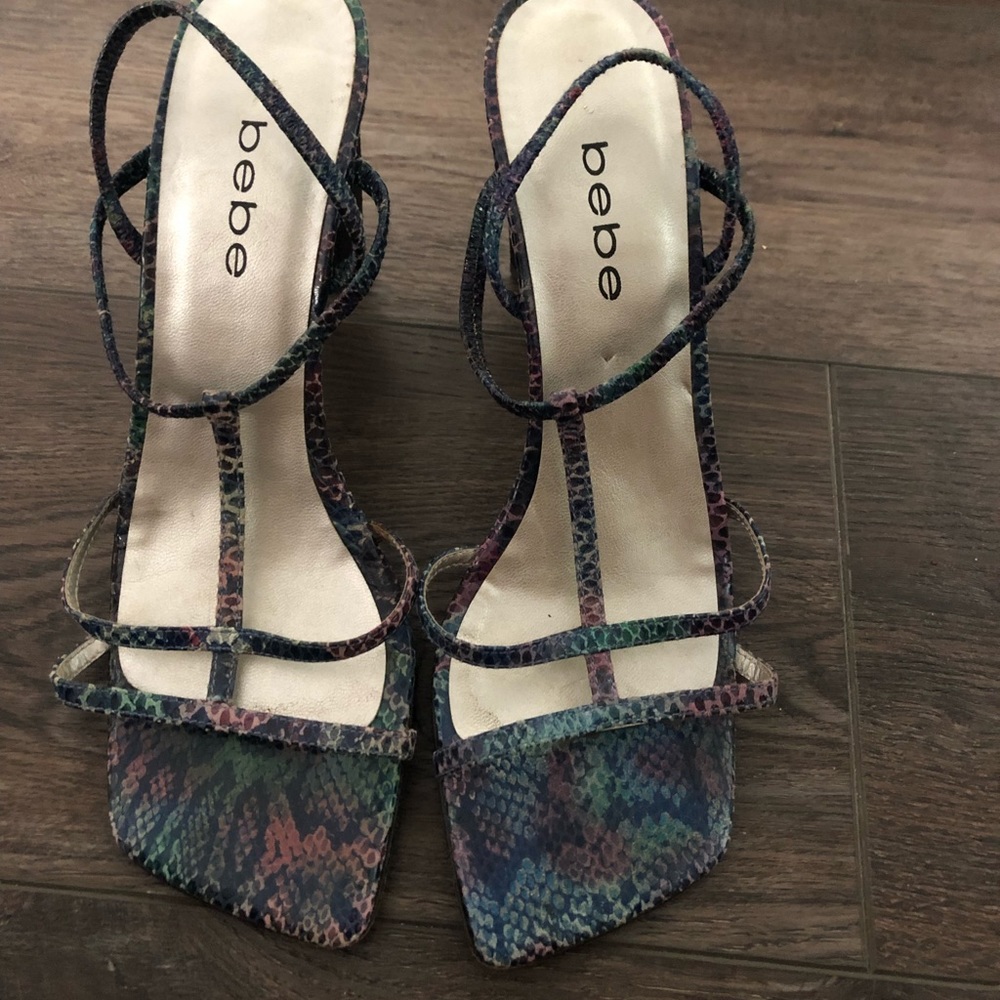 Snake skin strappy heels